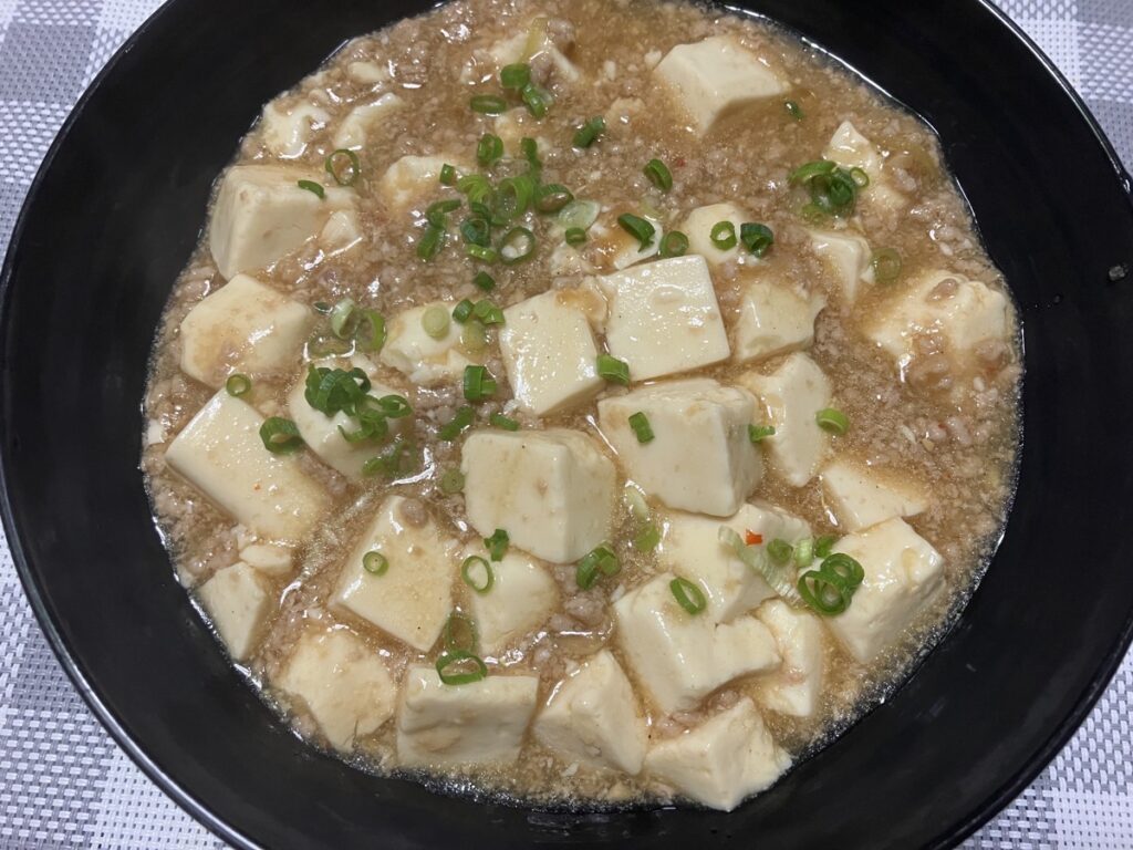 出来上がった麻婆豆腐の画像