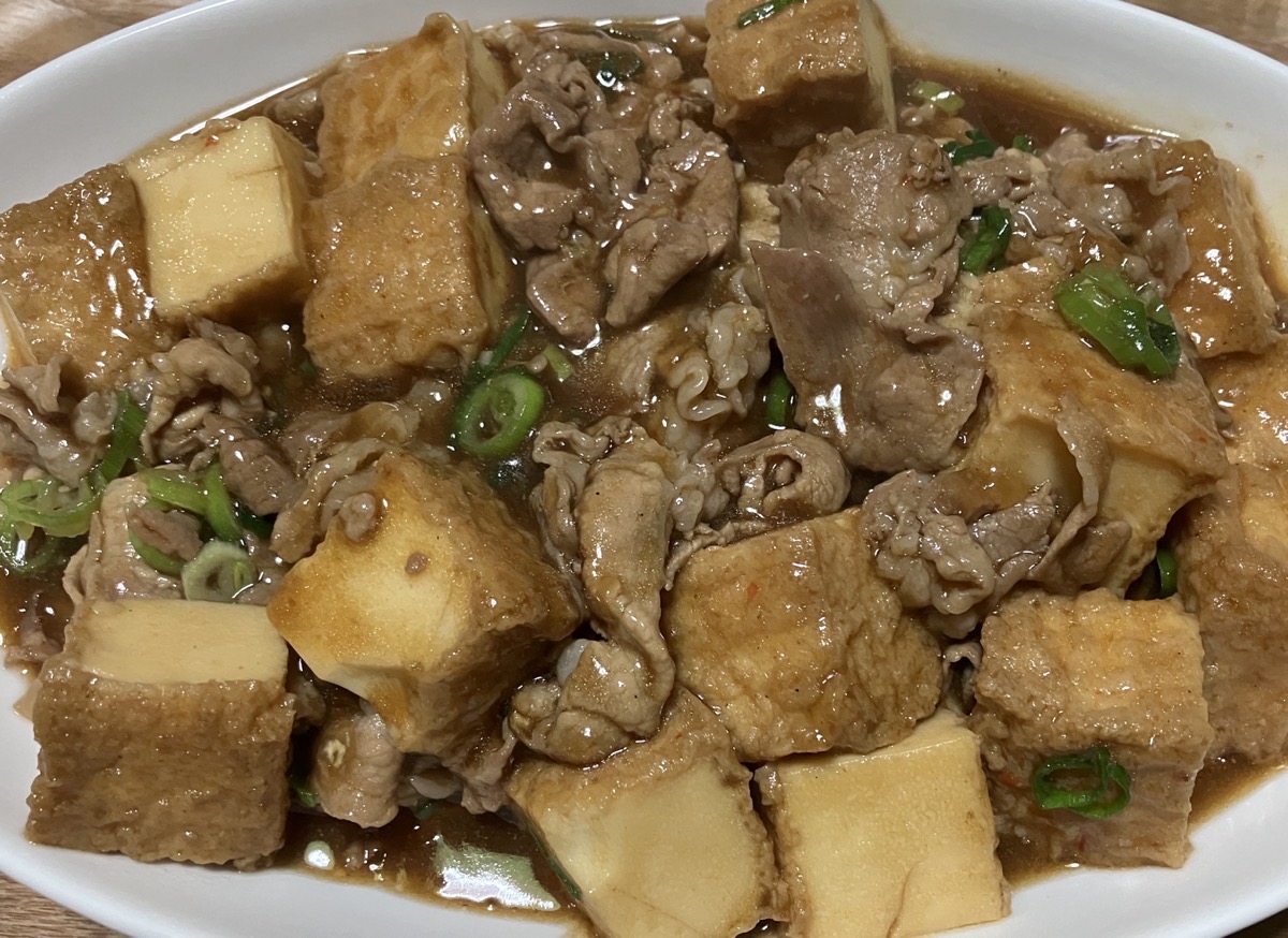 豚こま肉と厚揚げ豆腐の中華風炒め